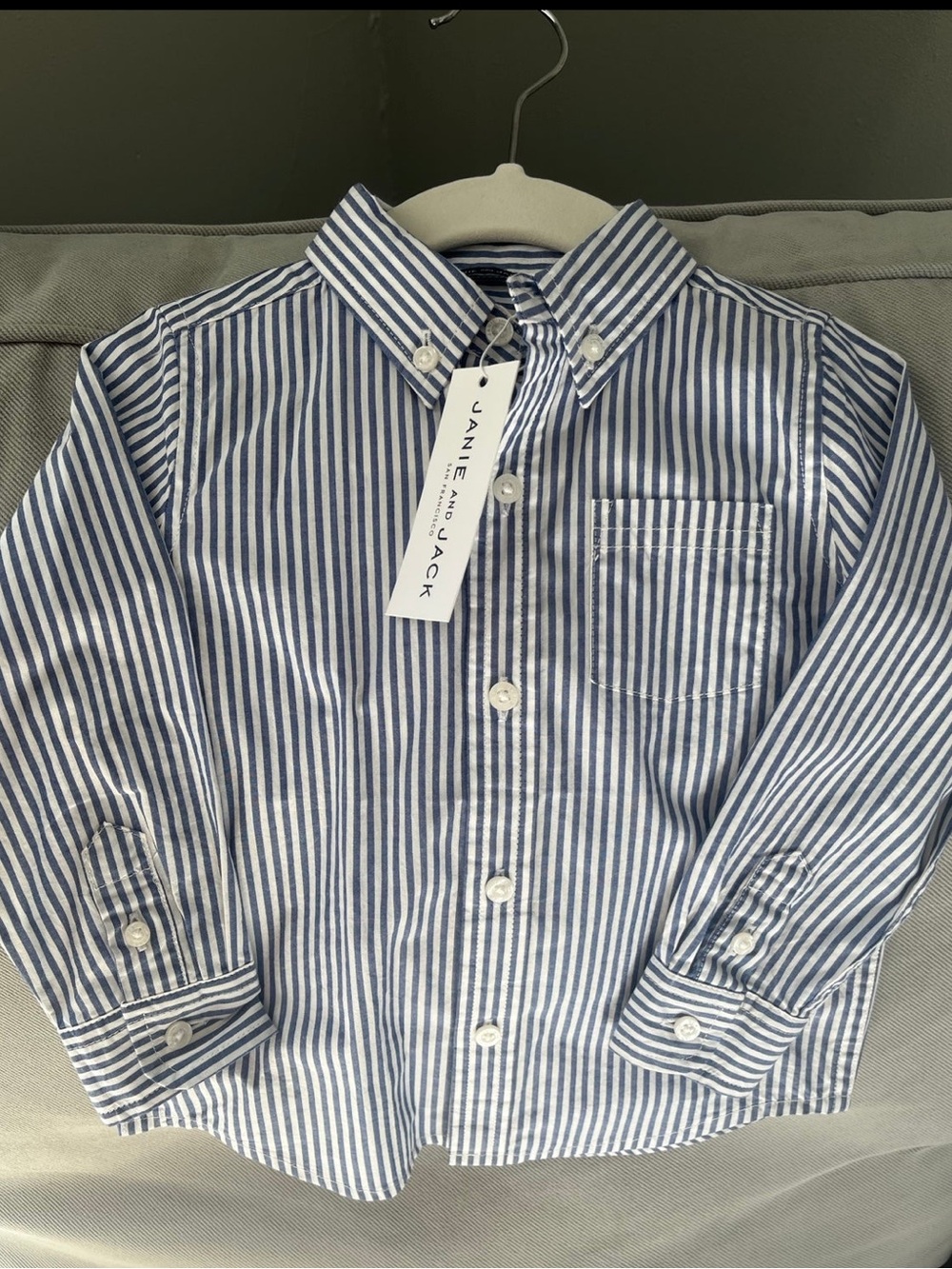 Janie and Jack Blue and White Striped Button-Down Shirt